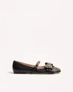 Valentino Mary-Jane Bowow Ballerina In Kidskin With Studs